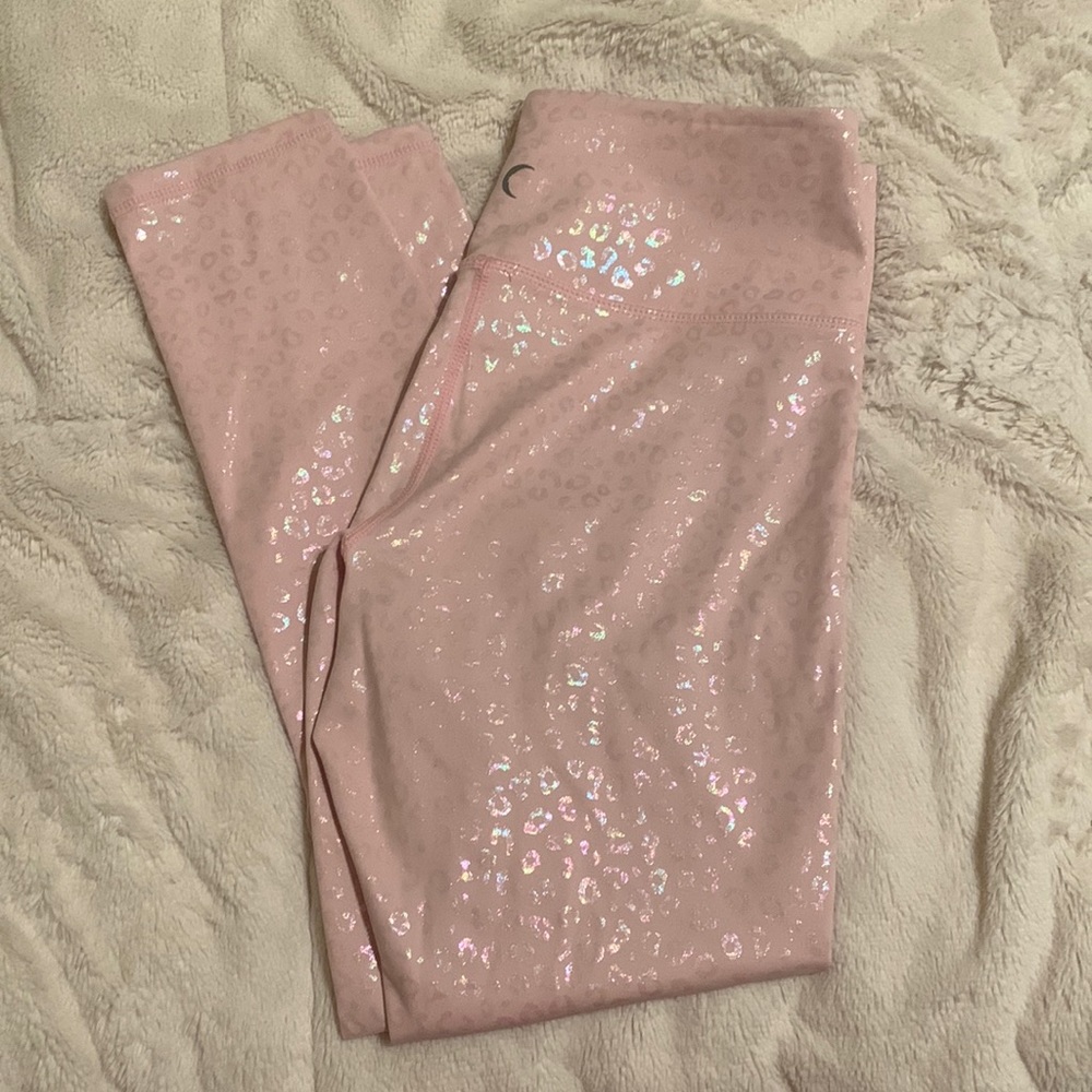 Zyia pink unicorn leopard light n tight leggings 7/8